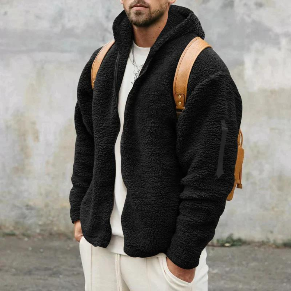 Men’s Plush Fleece Hoodie Jacket | Ultra-Warm & Cozy | Casual Streetwear