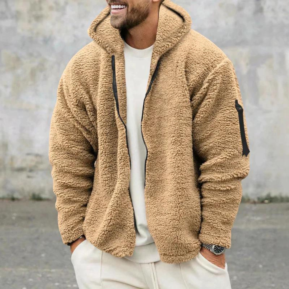 Men’s Plush Fleece Hoodie Jacket | Ultra-Warm & Cozy | Casual Streetwear