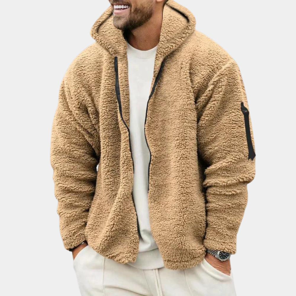 Men’s Plush Fleece Hoodie Jacket | Ultra-Warm & Cozy | Casual Streetwear