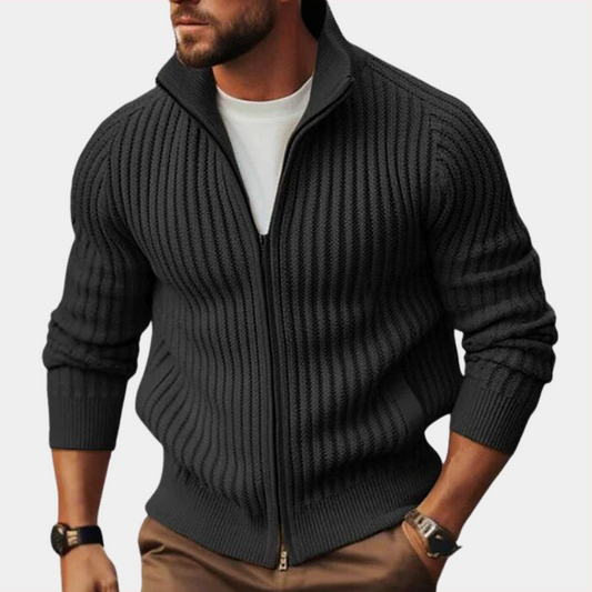 Men’s Ribbed Zip-Up Cardigan | Warm & Stylish | Slim-Fit Knitwear