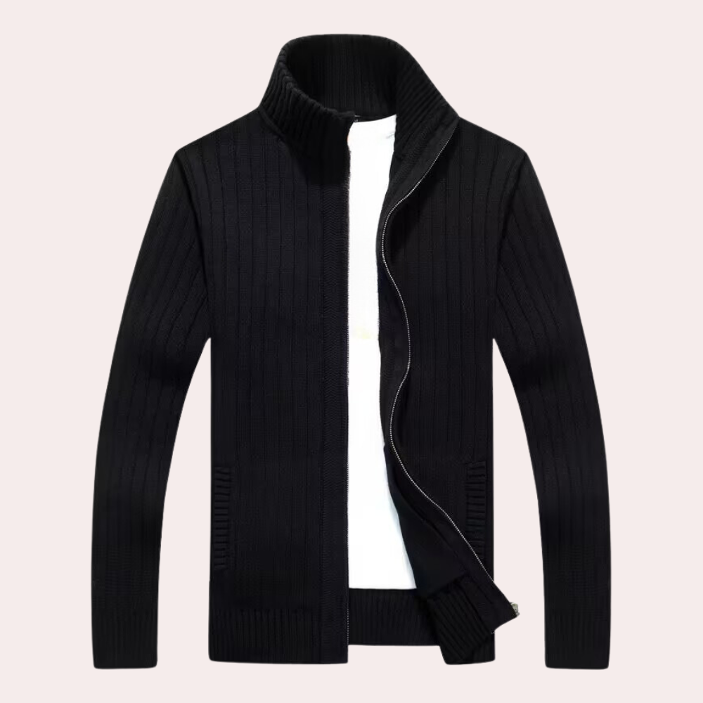 Men’s Ribbed Zip-Up Cardigan | Warm & Stylish | Slim-Fit Knitwear