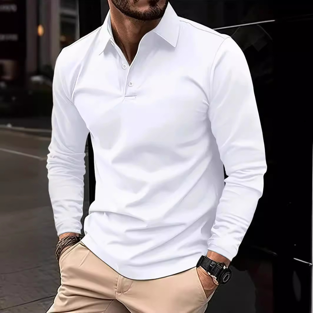 Men’s Long-Sleeve Polo Shirt | Slim Fit | Elegant & Comfortable