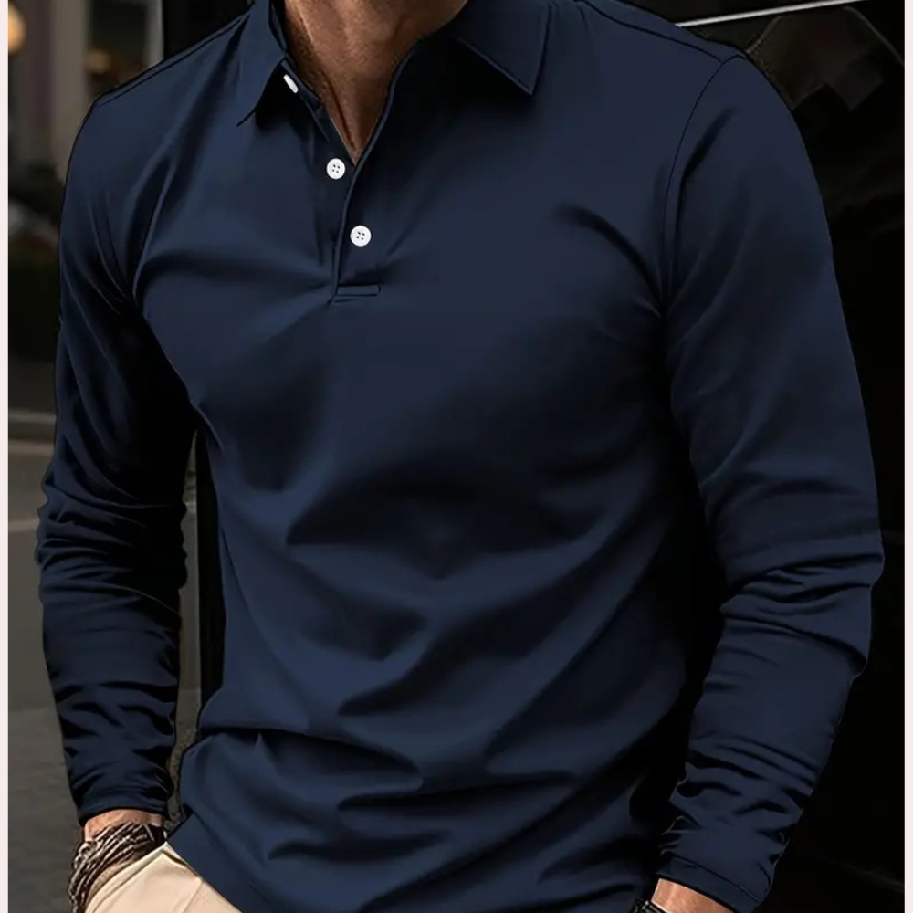 Men’s Long-Sleeve Polo Shirt | Slim Fit | Elegant & Comfortable