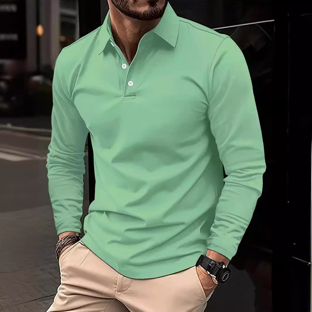 Men’s Long-Sleeve Polo Shirt | Slim Fit | Elegant & Comfortable