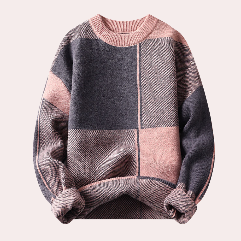 Men’s Patchwork Knit Sweater | Bold & Stylish | Warm Casual Wear