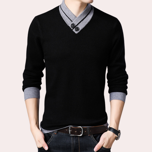 Men’s V-Neck Knit Sweater | Elegant & Comfortable | Smart-Casual Style