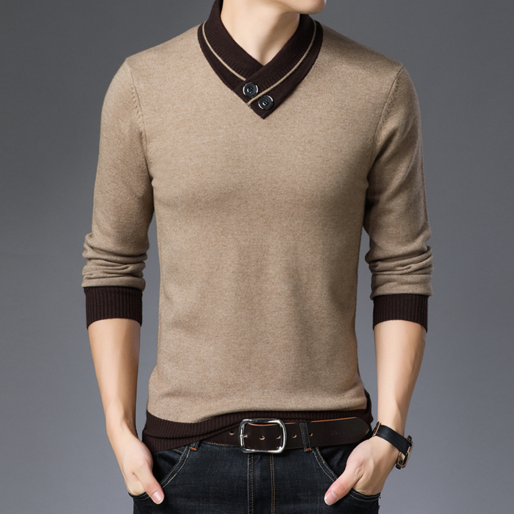 Men’s V-Neck Knit Sweater | Elegant & Comfortable | Smart-Casual Style