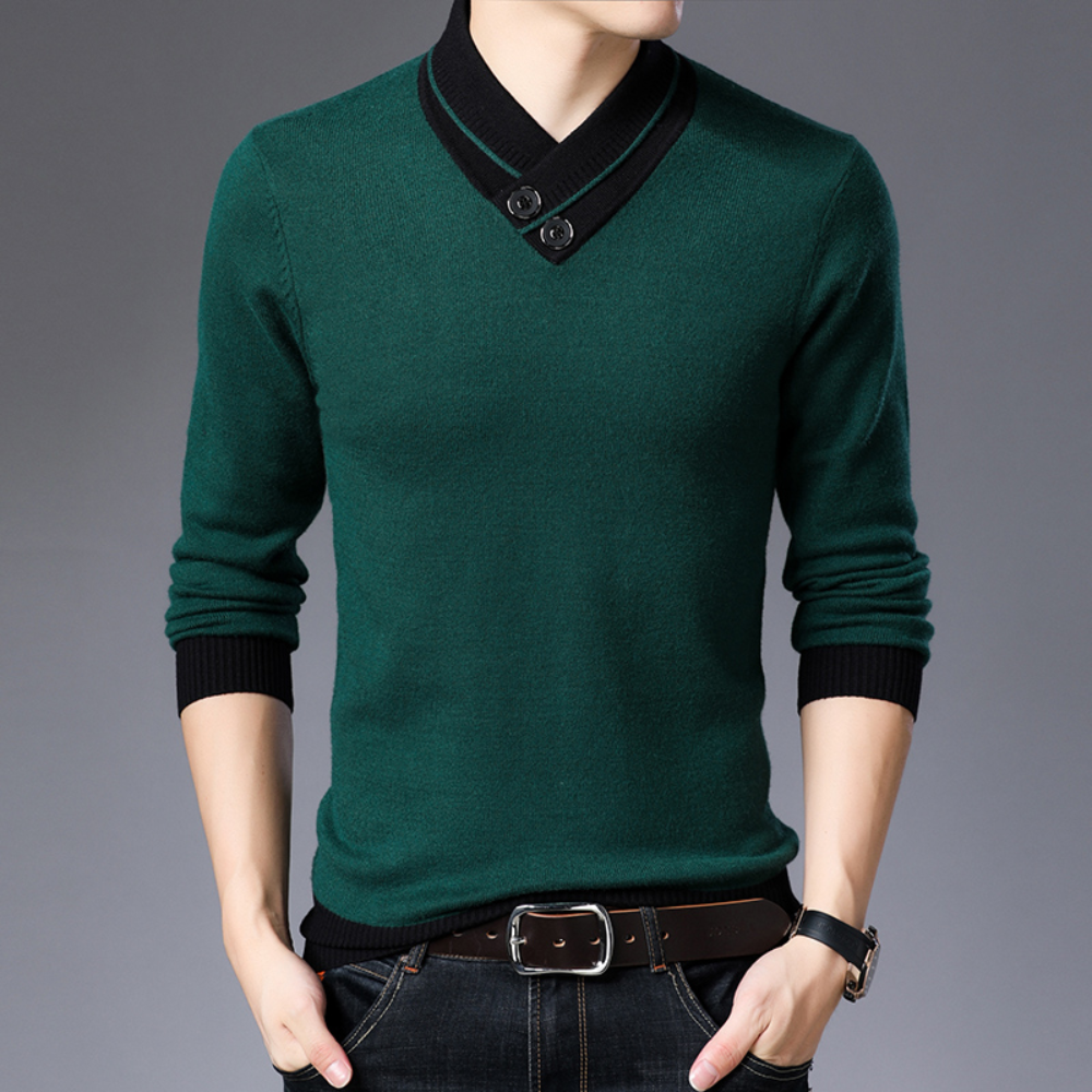 Men’s V-Neck Knit Sweater | Elegant & Comfortable | Smart-Casual Style