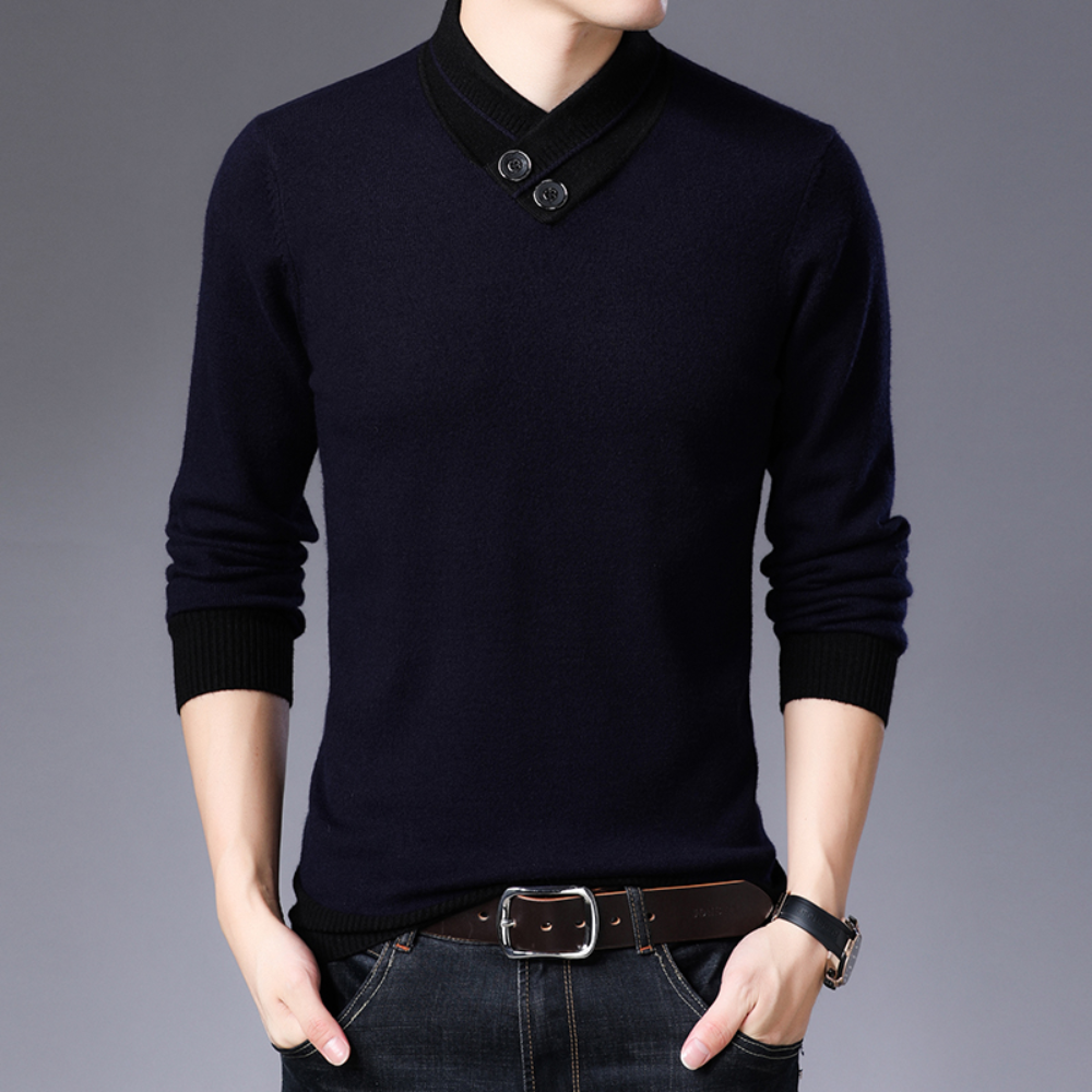 Men’s V-Neck Knit Sweater | Elegant & Comfortable | Smart-Casual Style