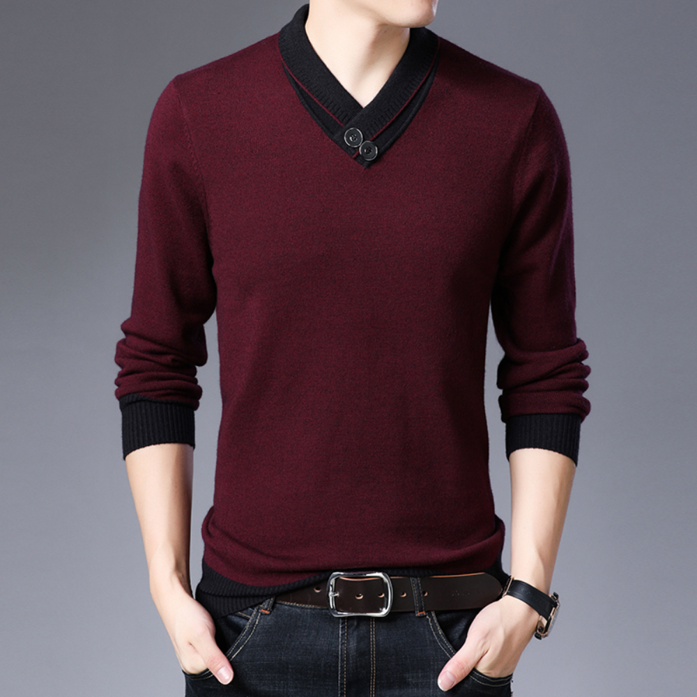 Men’s V-Neck Knit Sweater | Elegant & Comfortable | Smart-Casual Style