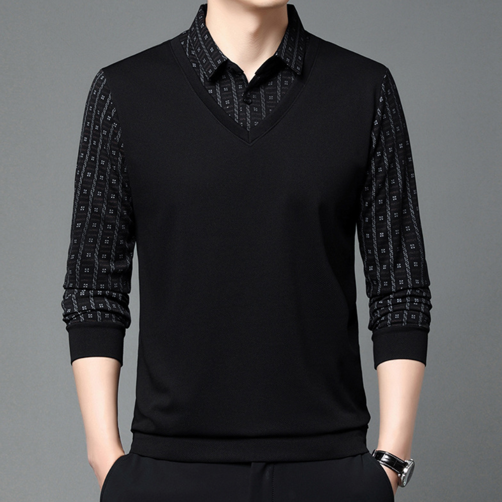 Men’s Long-Sleeve Polo Sweater | Elegant & Comfortable | Smart-Casual Knitwear