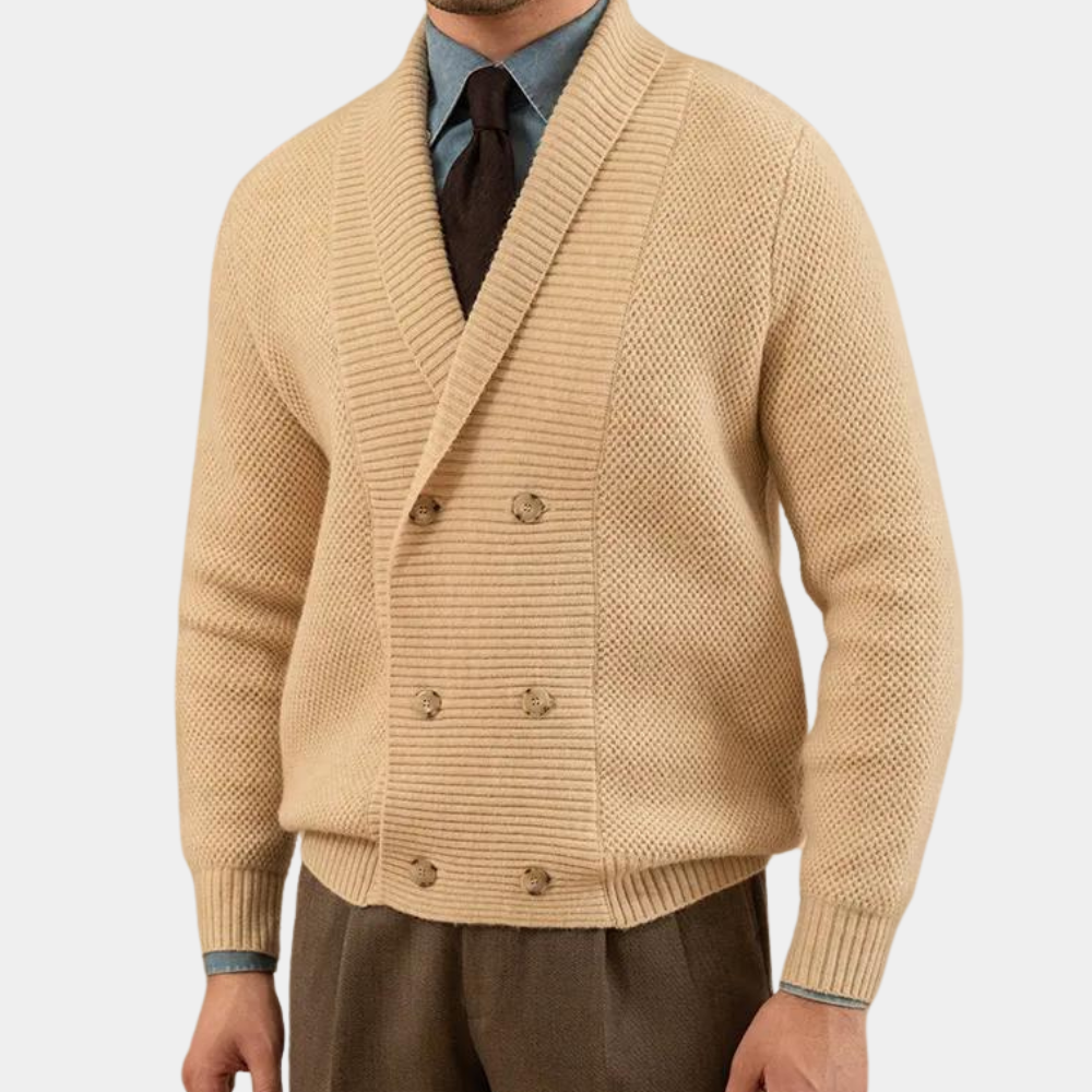 Men’s Double-Breasted Cardigan | Elegant & Warm | Classic Knitwear