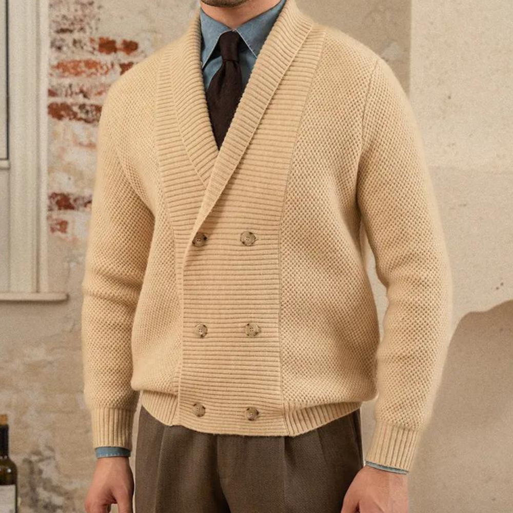 Men’s Double-Breasted Cardigan | Elegant & Warm | Classic Knitwear