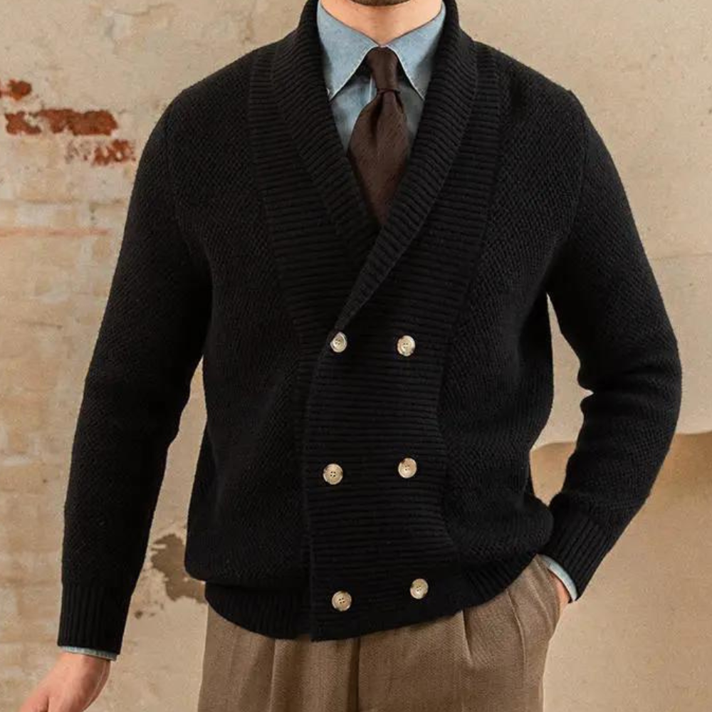 Men’s Double-Breasted Cardigan | Elegant & Warm | Classic Knitwear