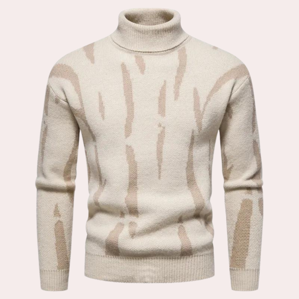 Men’s Abstract Turtleneck Sweater | Warm & Stylish | Modern Knitwear