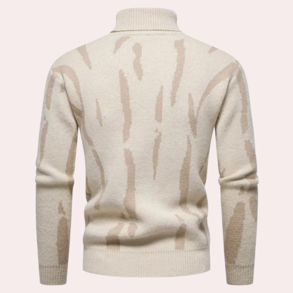 Men’s Abstract Turtleneck Sweater | Warm & Stylish | Modern Knitwear