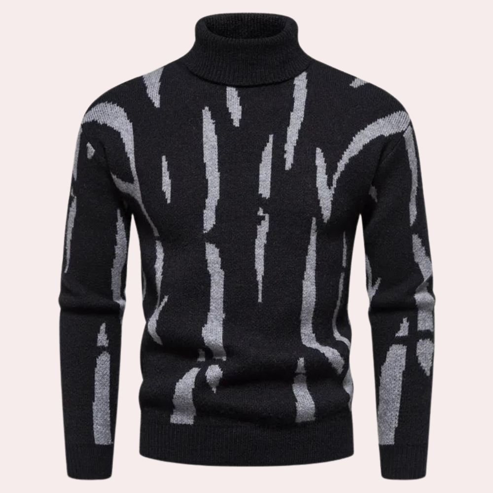 Men’s Abstract Turtleneck Sweater | Warm & Stylish | Modern Knitwear