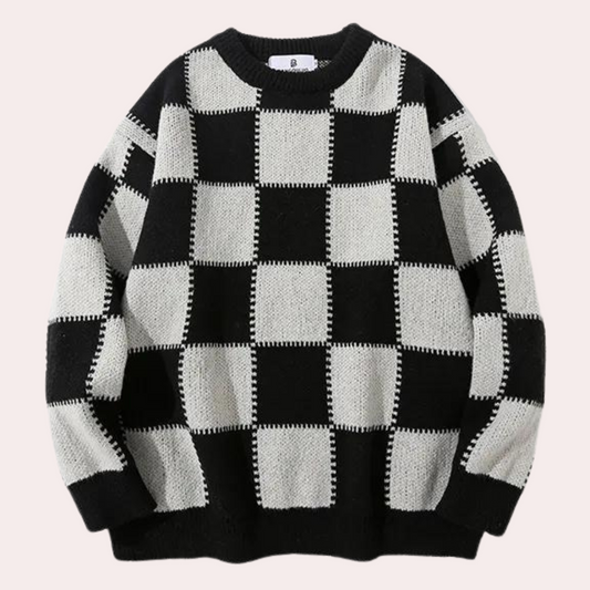 Men’s Checkered Knit Sweater | Bold & Trendy | Streetwear Style