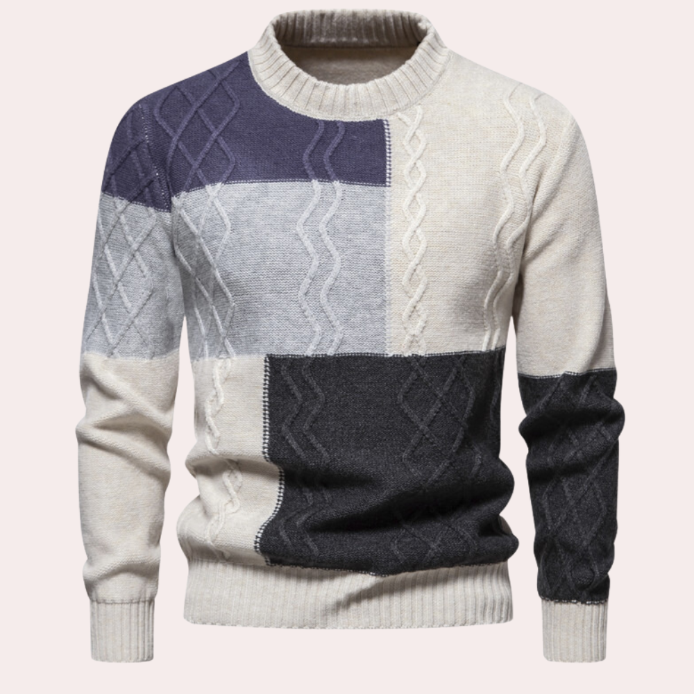 Patchwork Knit Sweater | Stylish & Warm | Modern Design