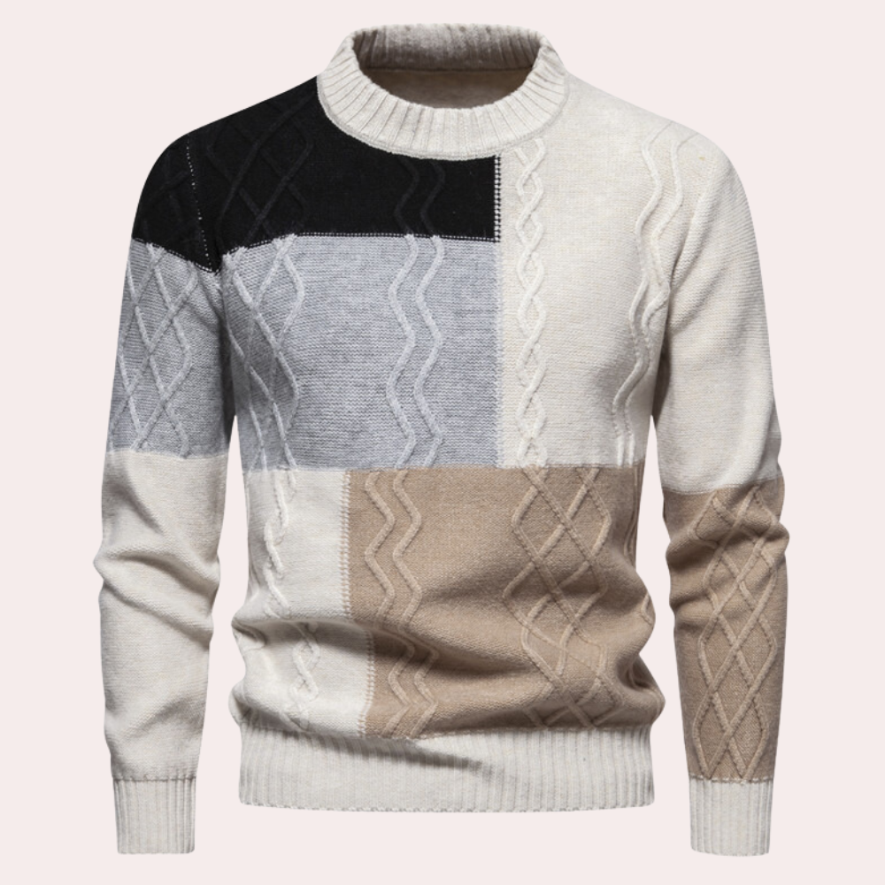 Patchwork Knit Sweater | Stylish & Warm | Modern Design