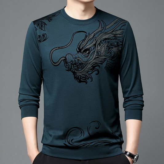 Dragon Embossed Long-Sleeve Shirt | Sleek & Bold | Modern Statement