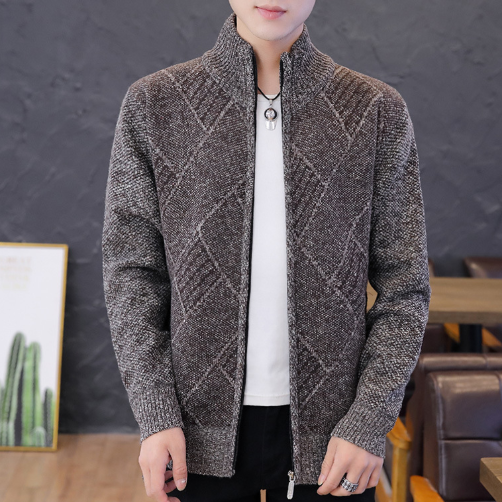 Zip-Up Knit Cardigan | Modern & Warm | Textured Design