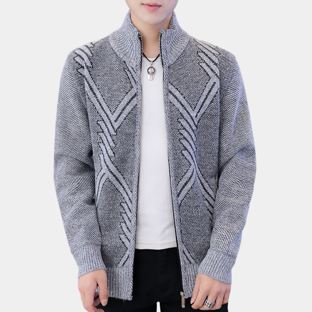 Zip-Up Knit Cardigan | Modern & Warm | Textured Design