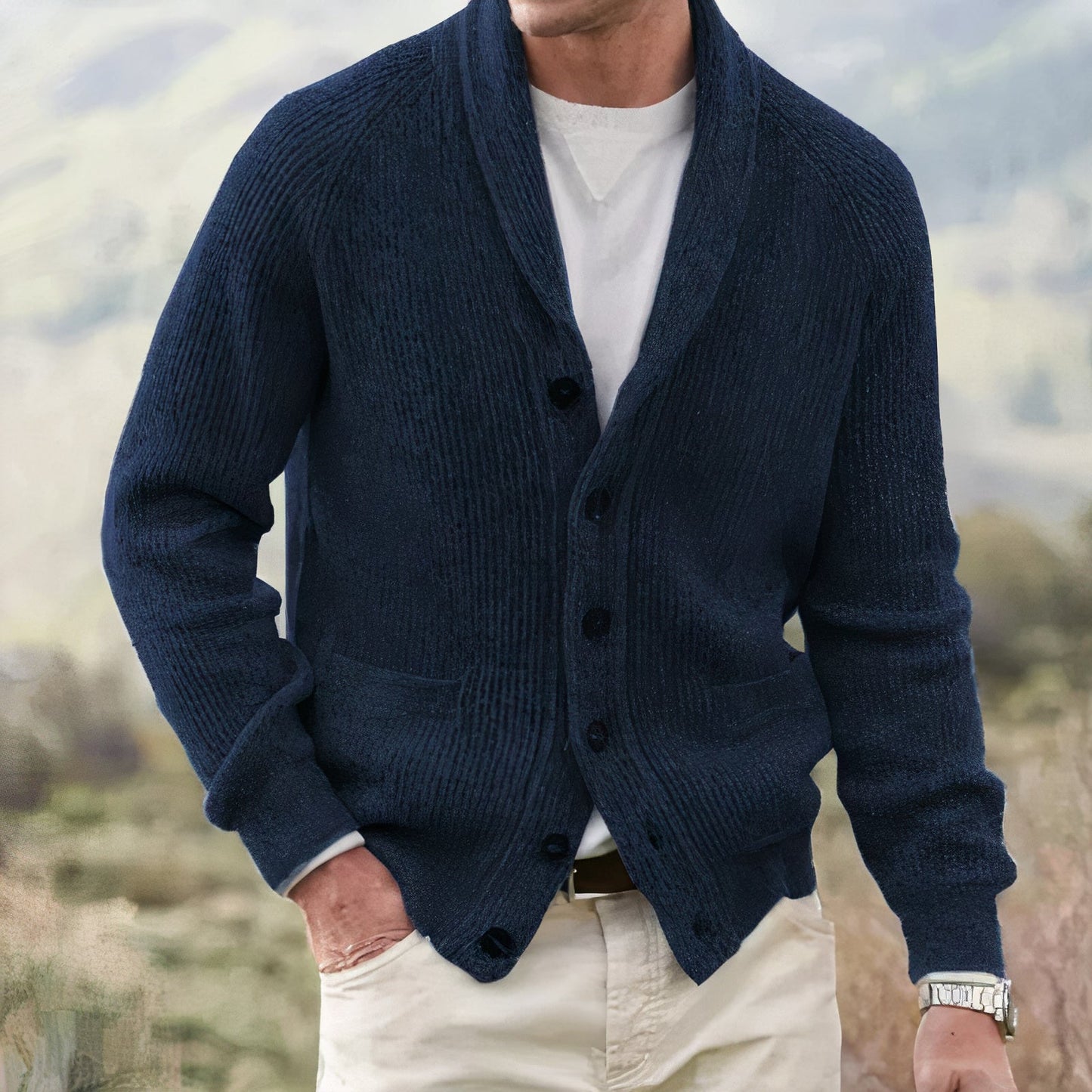 Men's Wool Knit Cardigan | Button-Up | Classic & Warm