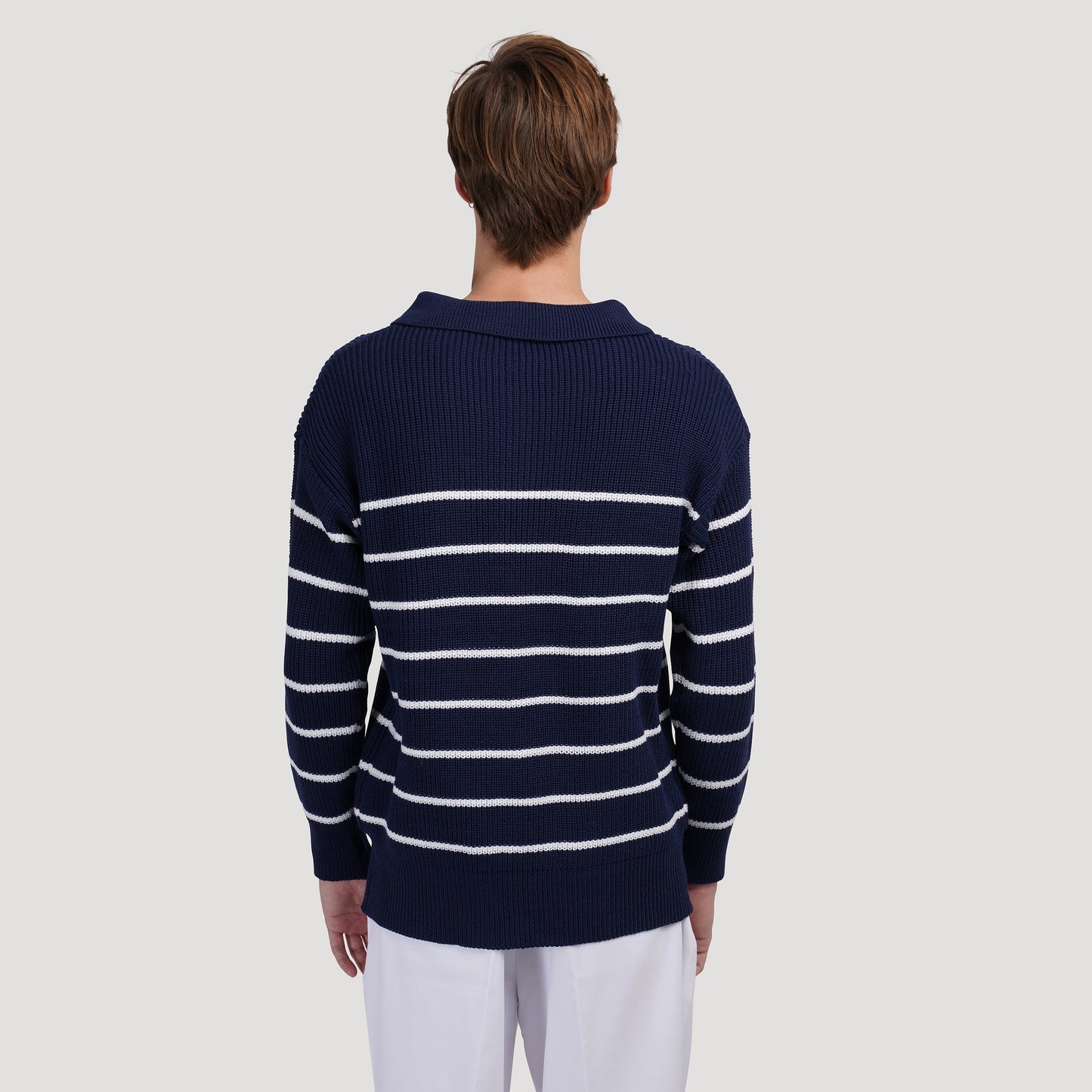 Striped Half-Zip Sweater | Cotton Blend | Classic & Versatile