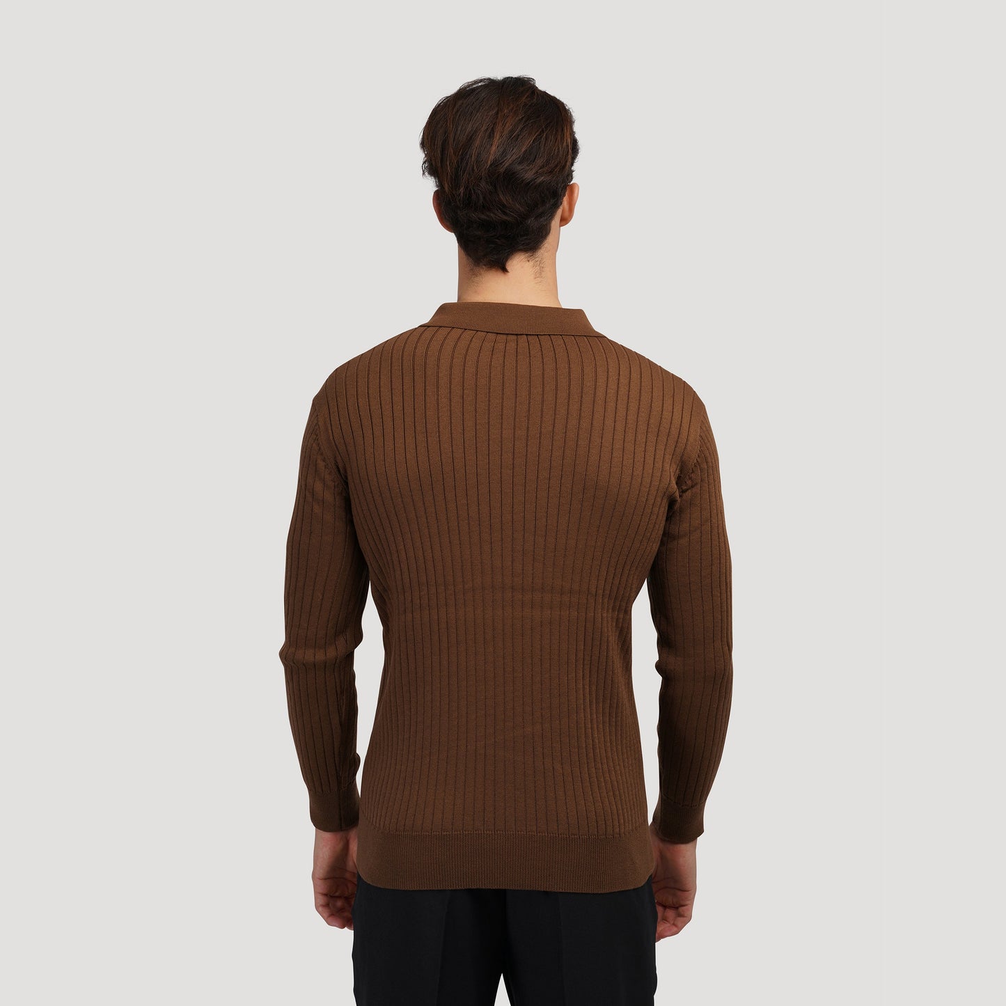 Ribbed Knit Polo Shirt | Cotton Blend | Elegant & Versatile