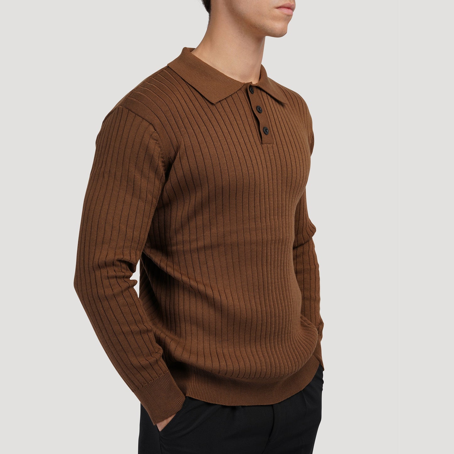 Ribbed Knit Polo Shirt | Cotton Blend | Elegant & Versatile