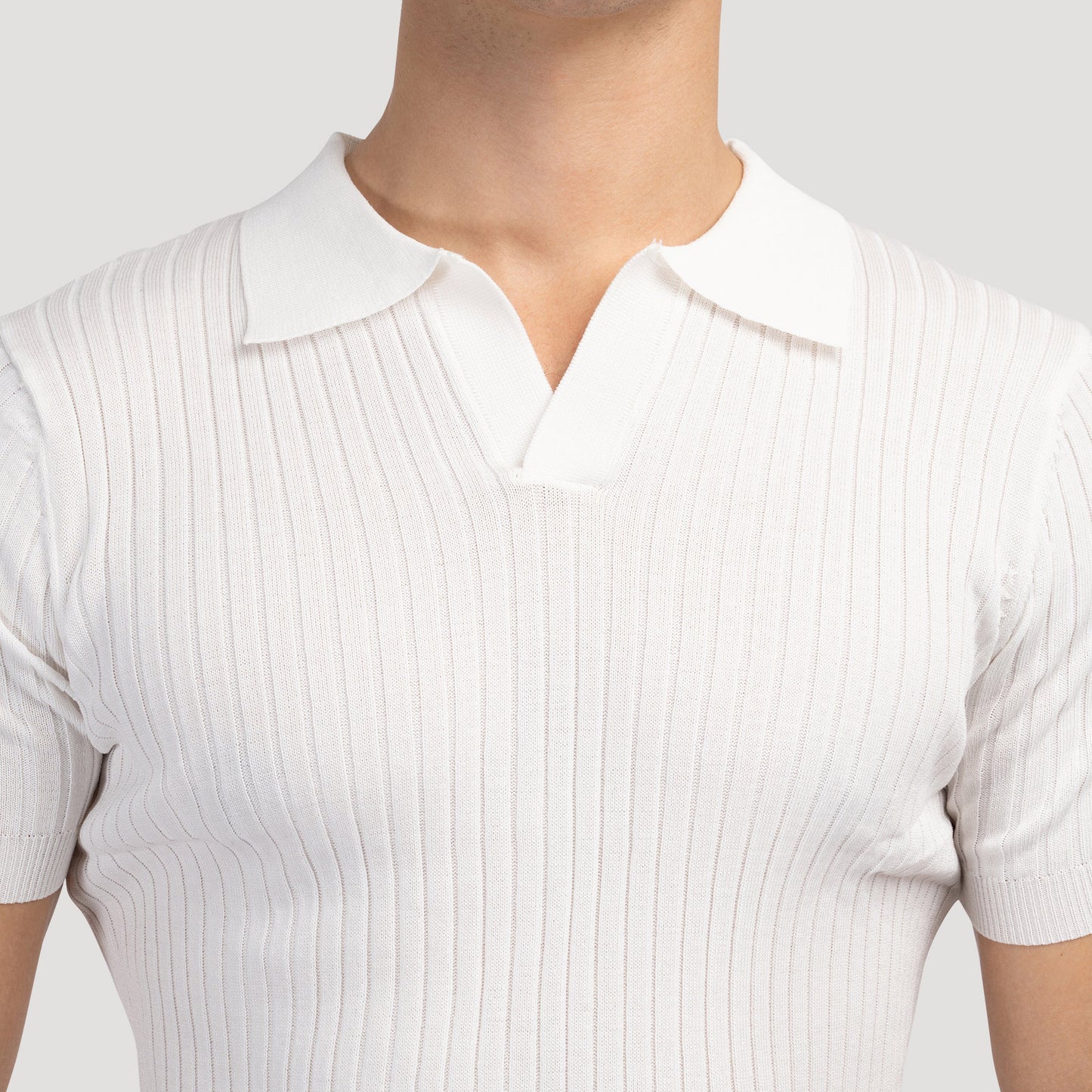 Ribbed Knit Polo Shirt | Soft Cotton Blend | Stylish & Breathable