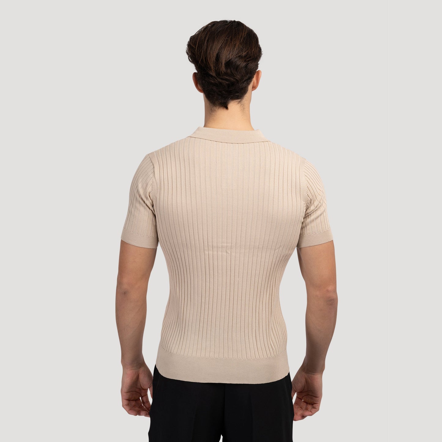 Ribbed Knit Polo Shirt | Soft Cotton Blend | Stylish & Breathable