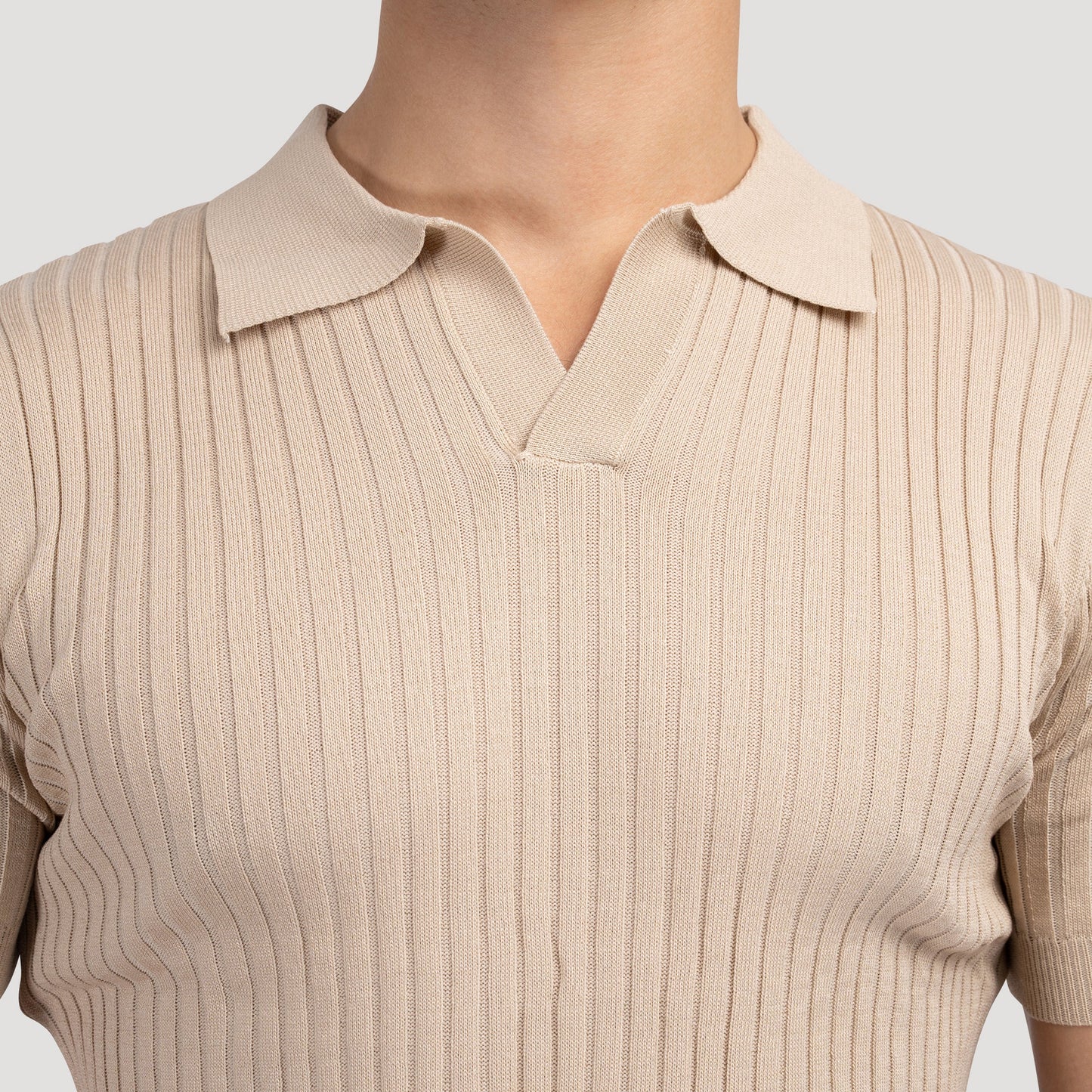 Ribbed Knit Polo Shirt | Soft Cotton Blend | Stylish & Breathable