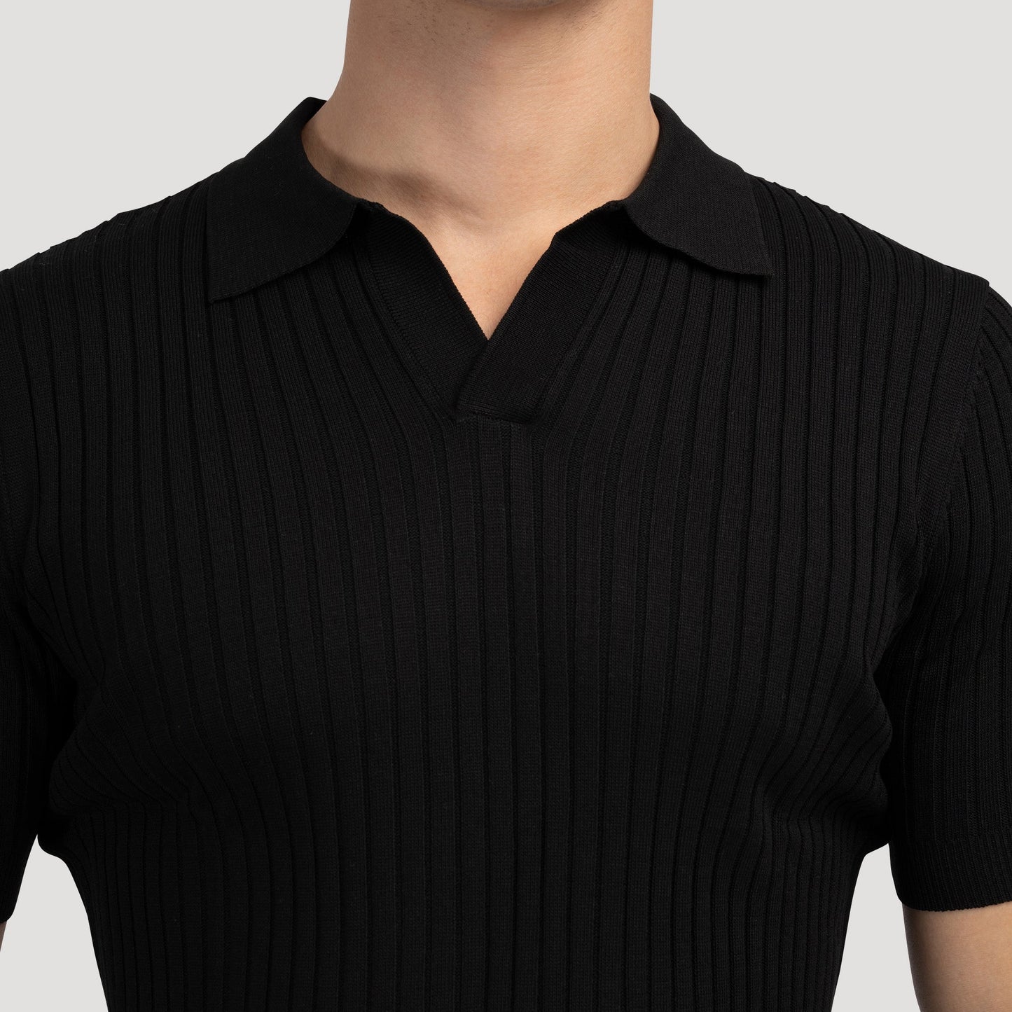 Ribbed Knit Polo Shirt | Soft Cotton Blend | Stylish & Breathable