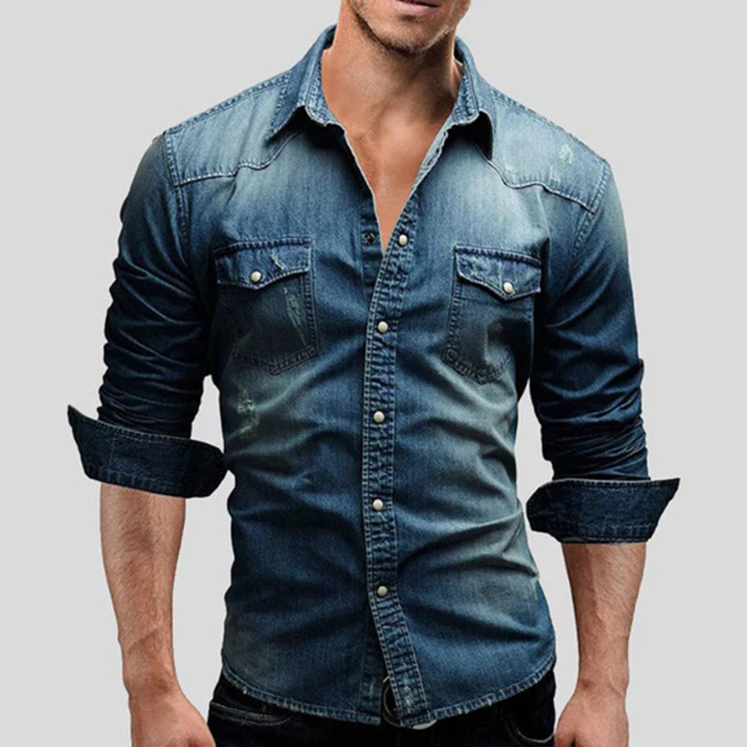 Men’s Denim Shirt | Long Sleeve | Slim Fit & Stylish