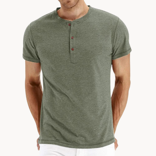 Short-Sleeve Henley T-Shirt | Cotton Blend | Classic & Comfortable