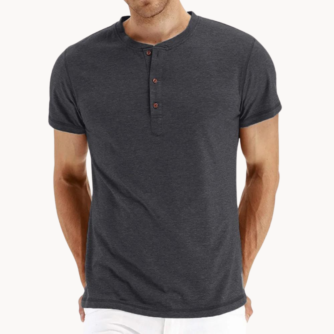 Short-Sleeve Henley T-Shirt | Cotton Blend | Classic & Comfortable