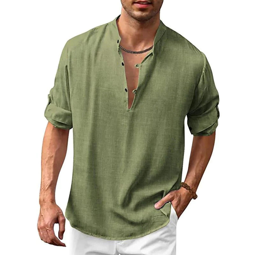 Linen V-Neck Shirt | Lightweight | Casual Summer Wear