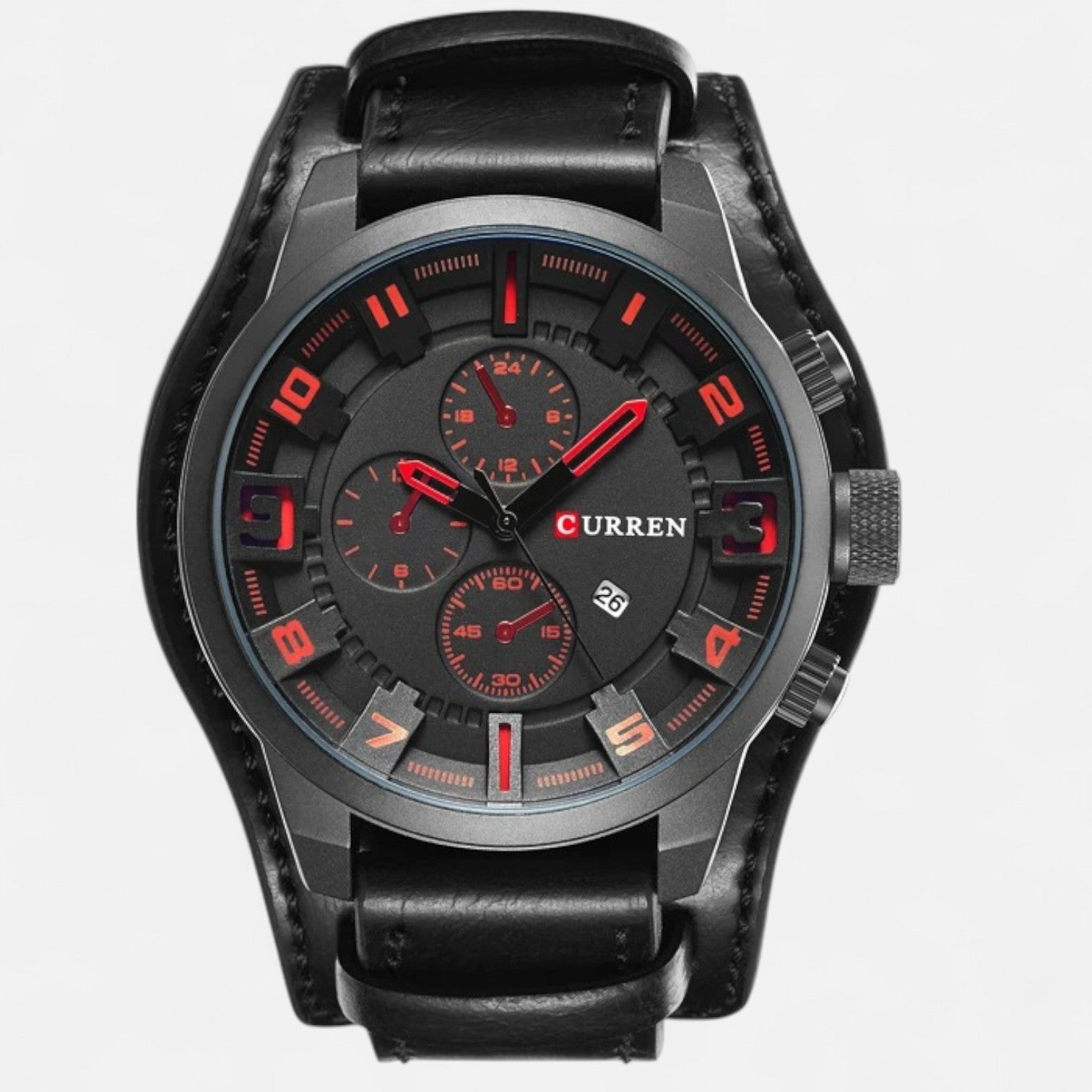 The Gentleman’s Brand | Men’s Quartz Watch – 46mm Alloy Case, 3 ATM Water-Resistant, Leather Strap Timepiece