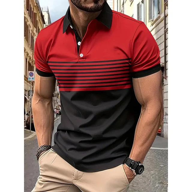 Men’s Striped Polo Shirt | Short Sleeve | Casual & Stylish