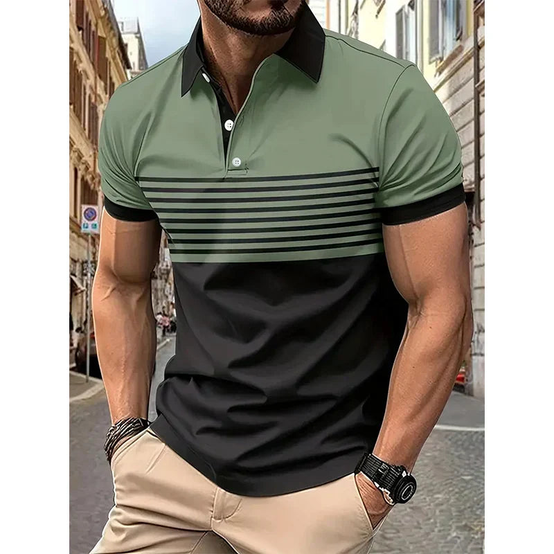 Men’s Striped Polo Shirt | Short Sleeve | Casual & Stylish