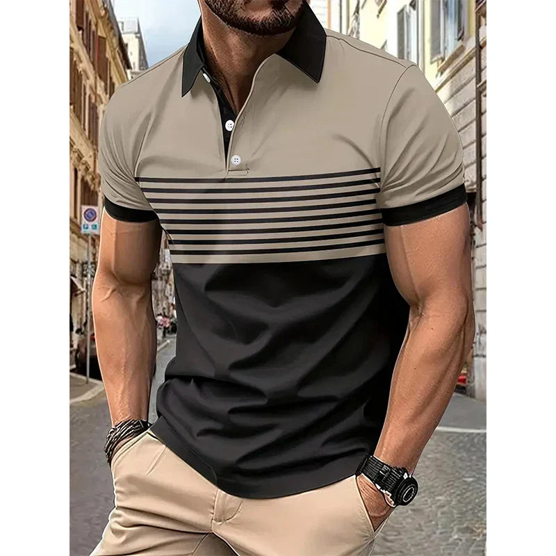 Men’s Striped Polo Shirt | Short Sleeve | Casual & Stylish