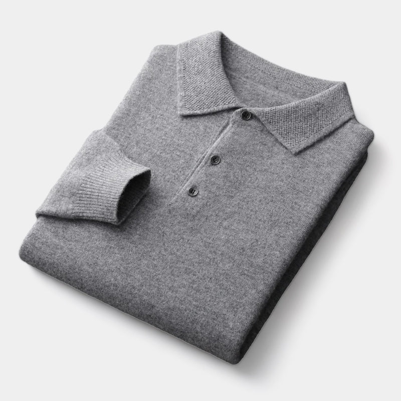 Knitted Polo Sweater | Wool Blend | Warm & Refined