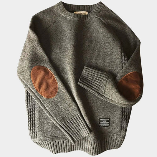 Men’s Elbow Patch Knit Sweater | Warm & Stylish | Classic Design