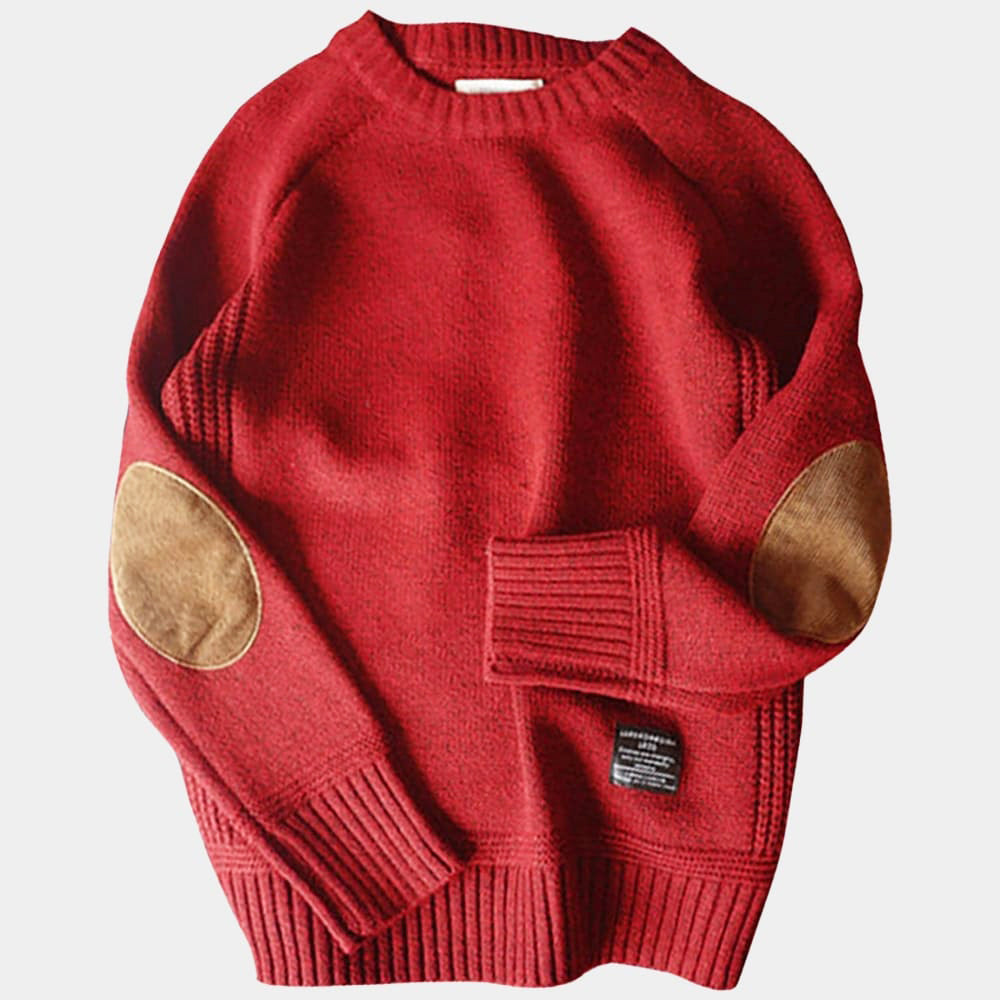 Men’s Elbow Patch Knit Sweater | Warm & Stylish | Classic Design