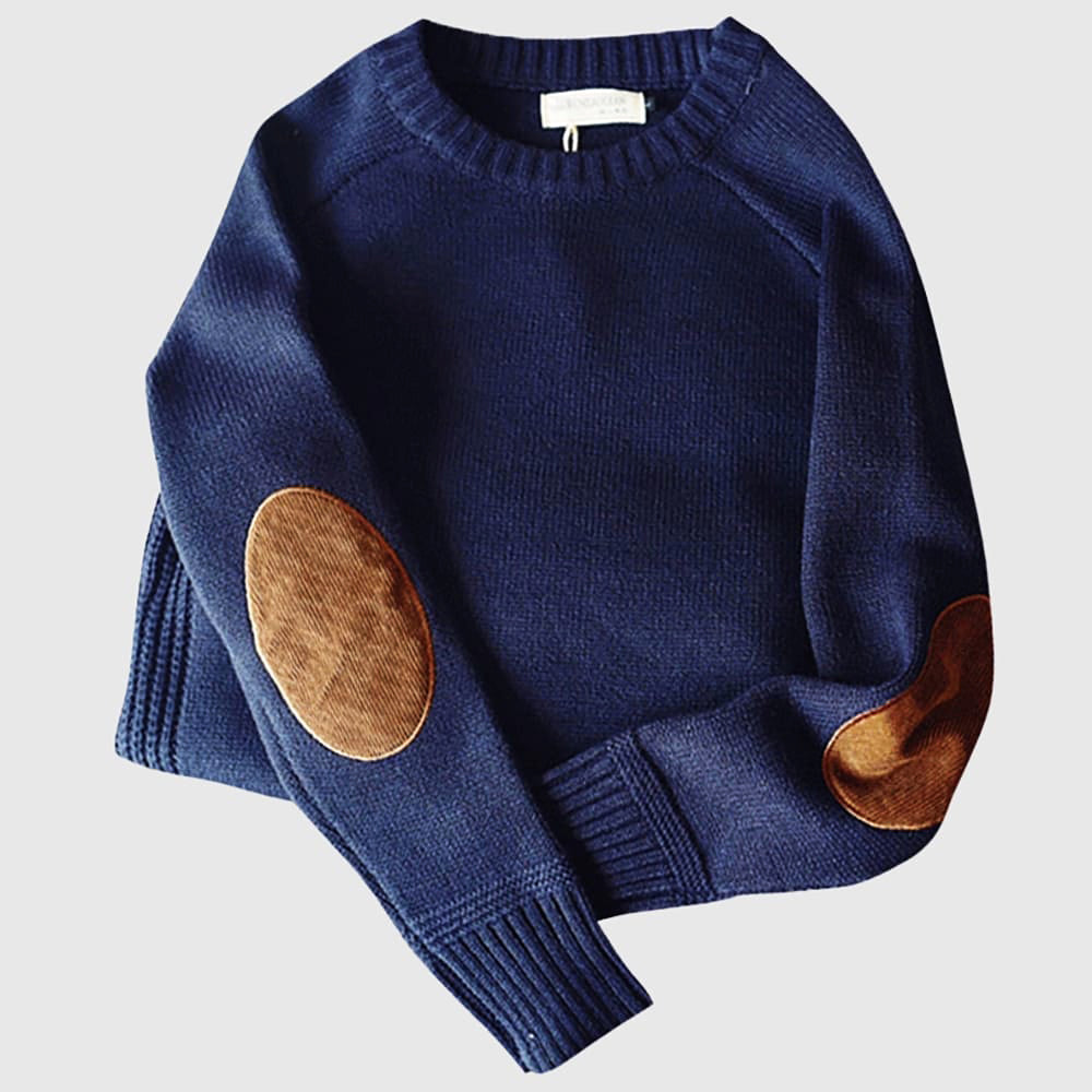 Men’s Elbow Patch Knit Sweater | Warm & Stylish | Classic Design