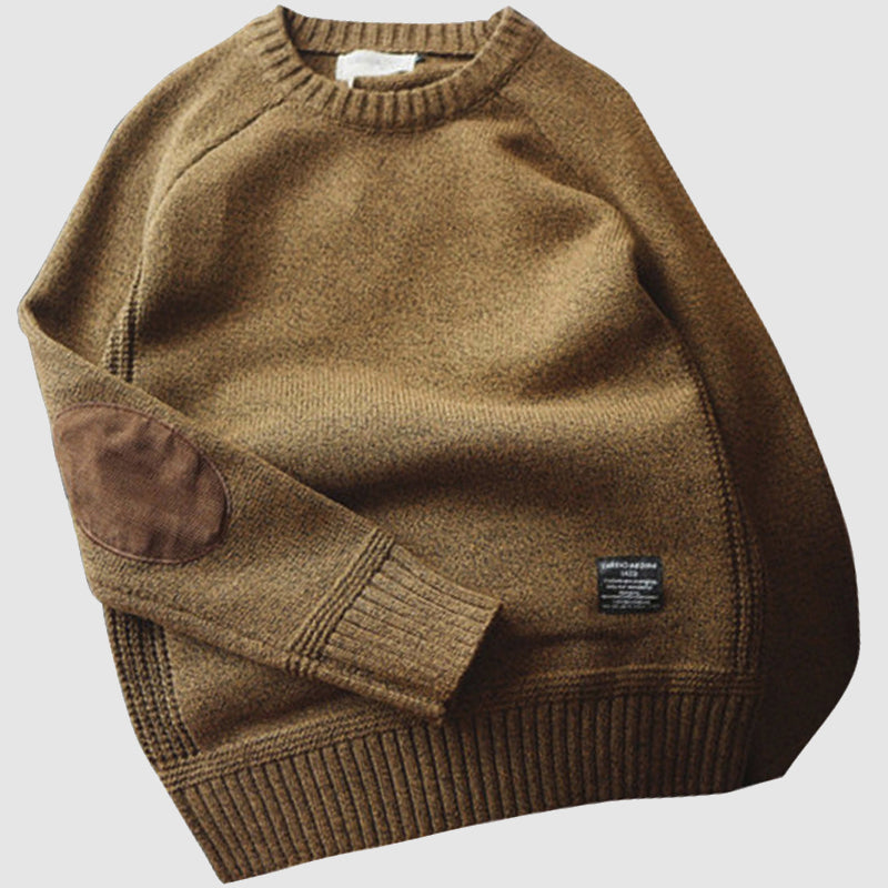 Men’s Elbow Patch Knit Sweater | Warm & Stylish | Classic Design