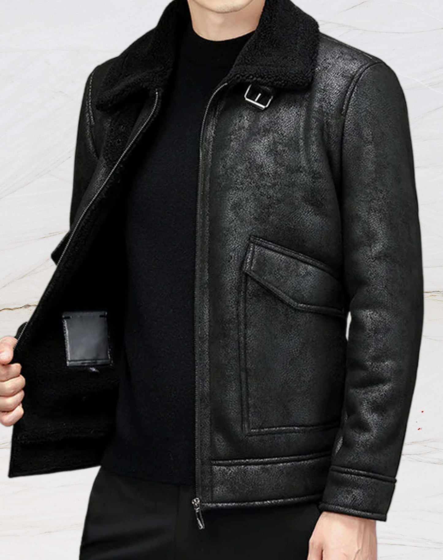 Men’s Aviator Jacket | Shearling-Lined | Warm & Stylish