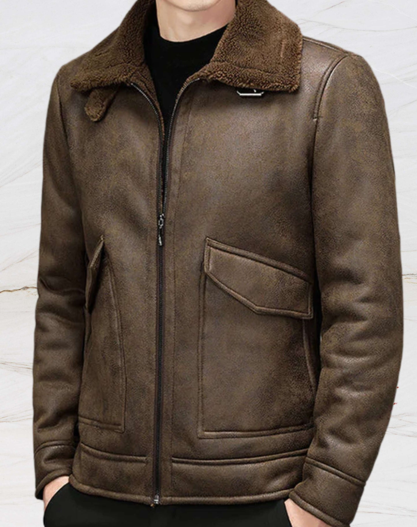 Men’s Aviator Jacket | Shearling-Lined | Warm & Stylish